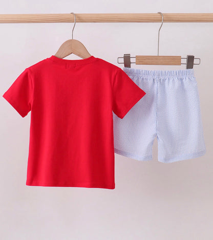 Patriotic Embroidery Bub Short Set