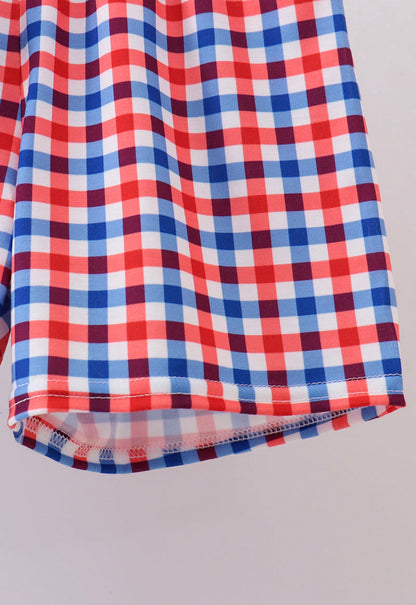 American Flag Embroidery Gingham Set