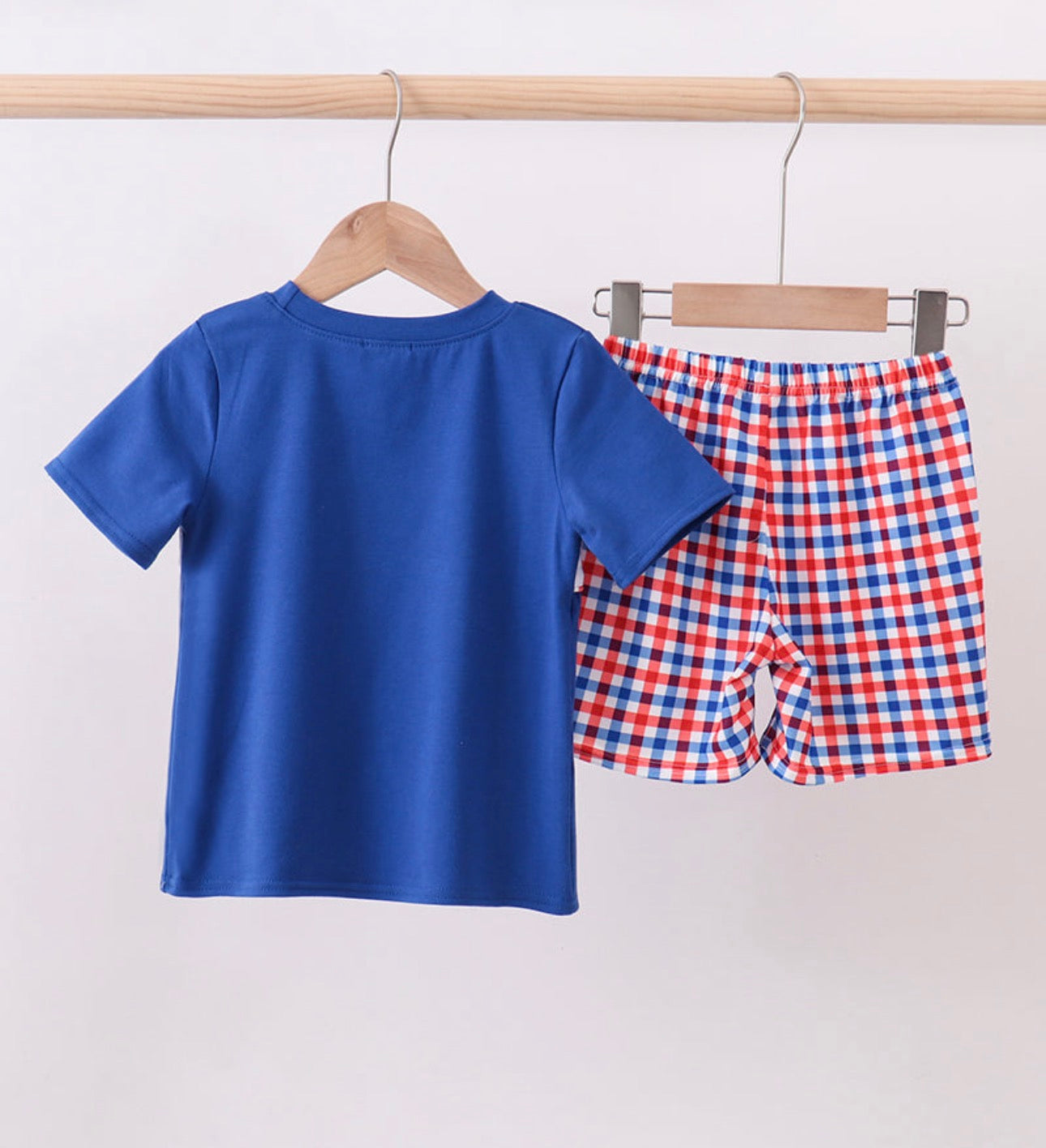 American Flag Embroidery Gingham Set