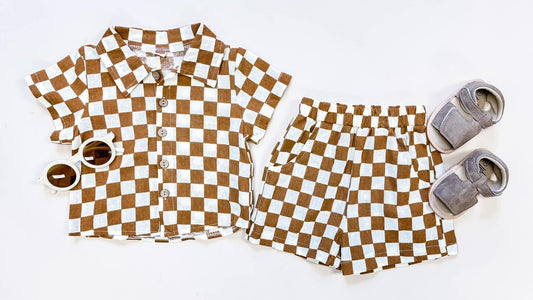 Checkered Linen Boys Set