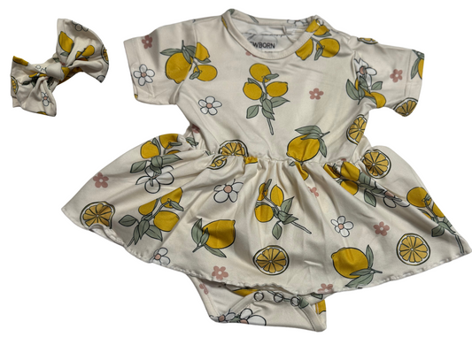 Lemon Peasy Dress & Bow Set