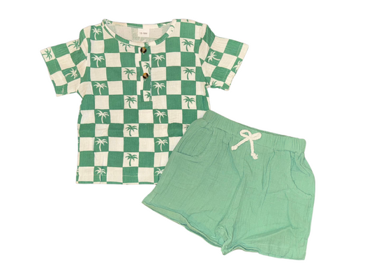 Riley Green Checkered Linen Set