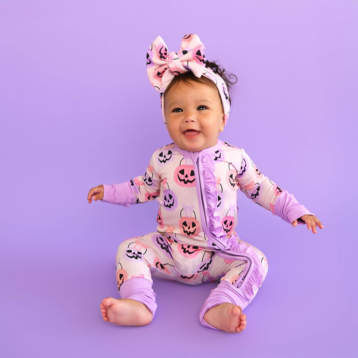 Emmy Ruffle Zippy Bamboo Halloween Pumpkins