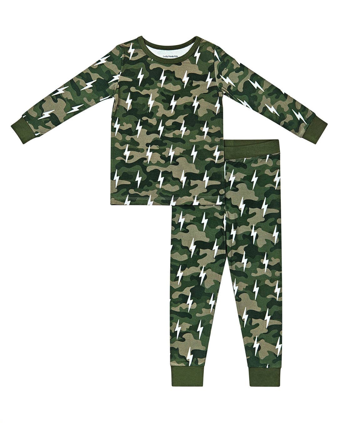 Green Camo Bolts Bamboo Two Piece Set