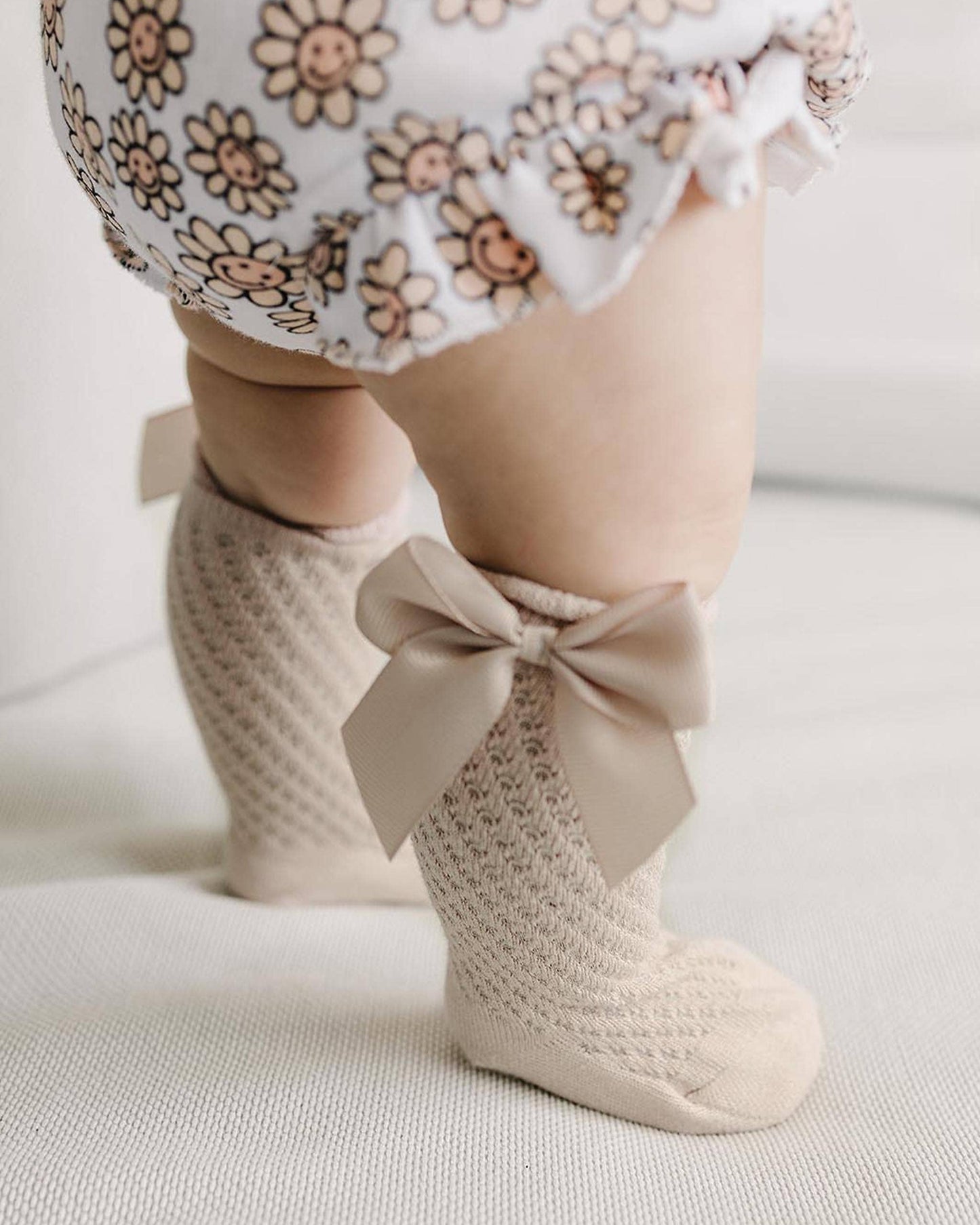 Cotton Lace Socks | Mocha: 0-1Y