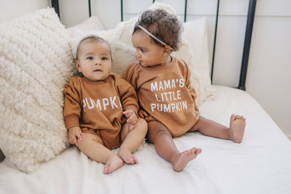 Mama's Little Pumpkin Fall Baby Sweatshirt Romper Bubble: Burnt Orange