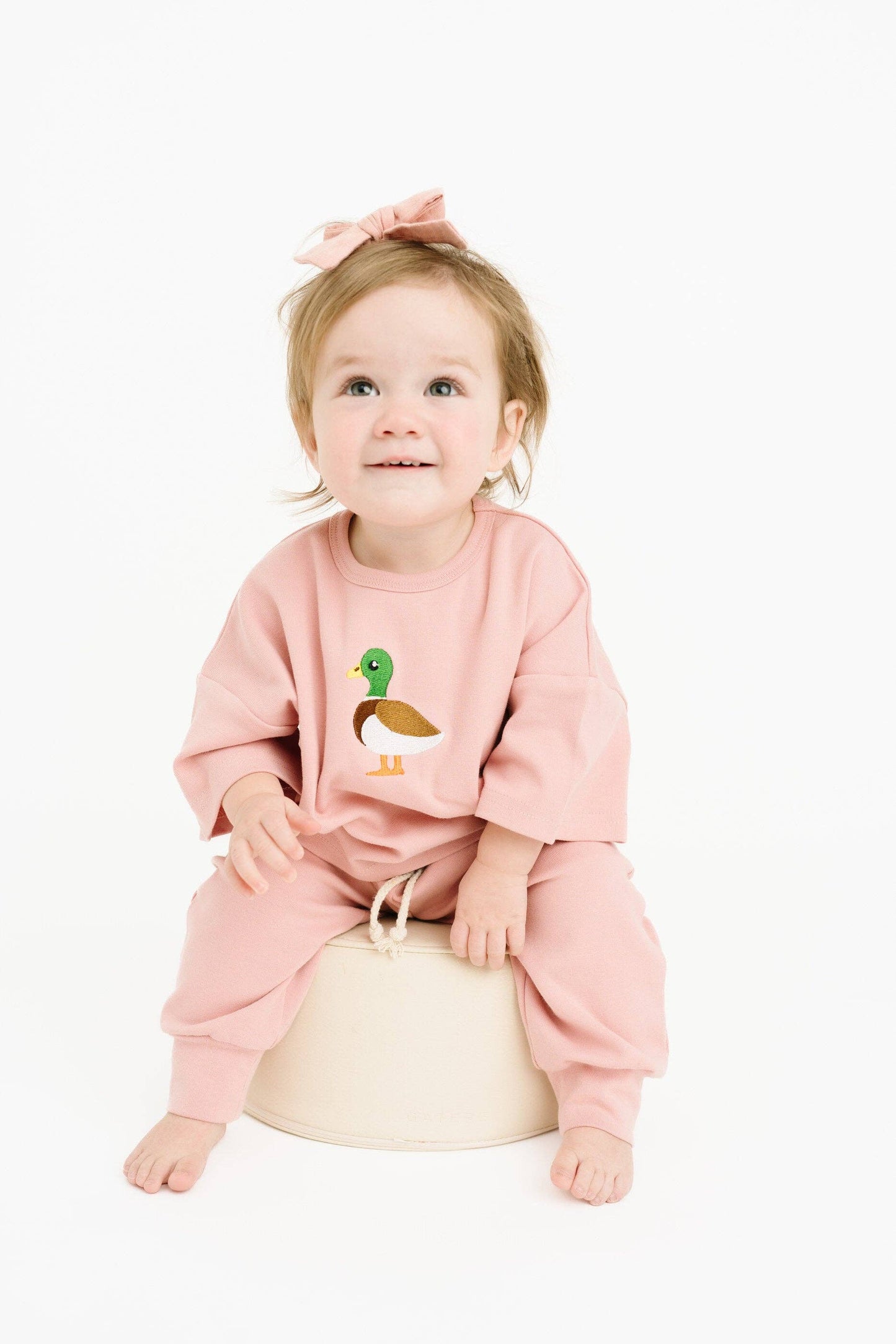 Pink Duck Embroidered Slouchy Set
