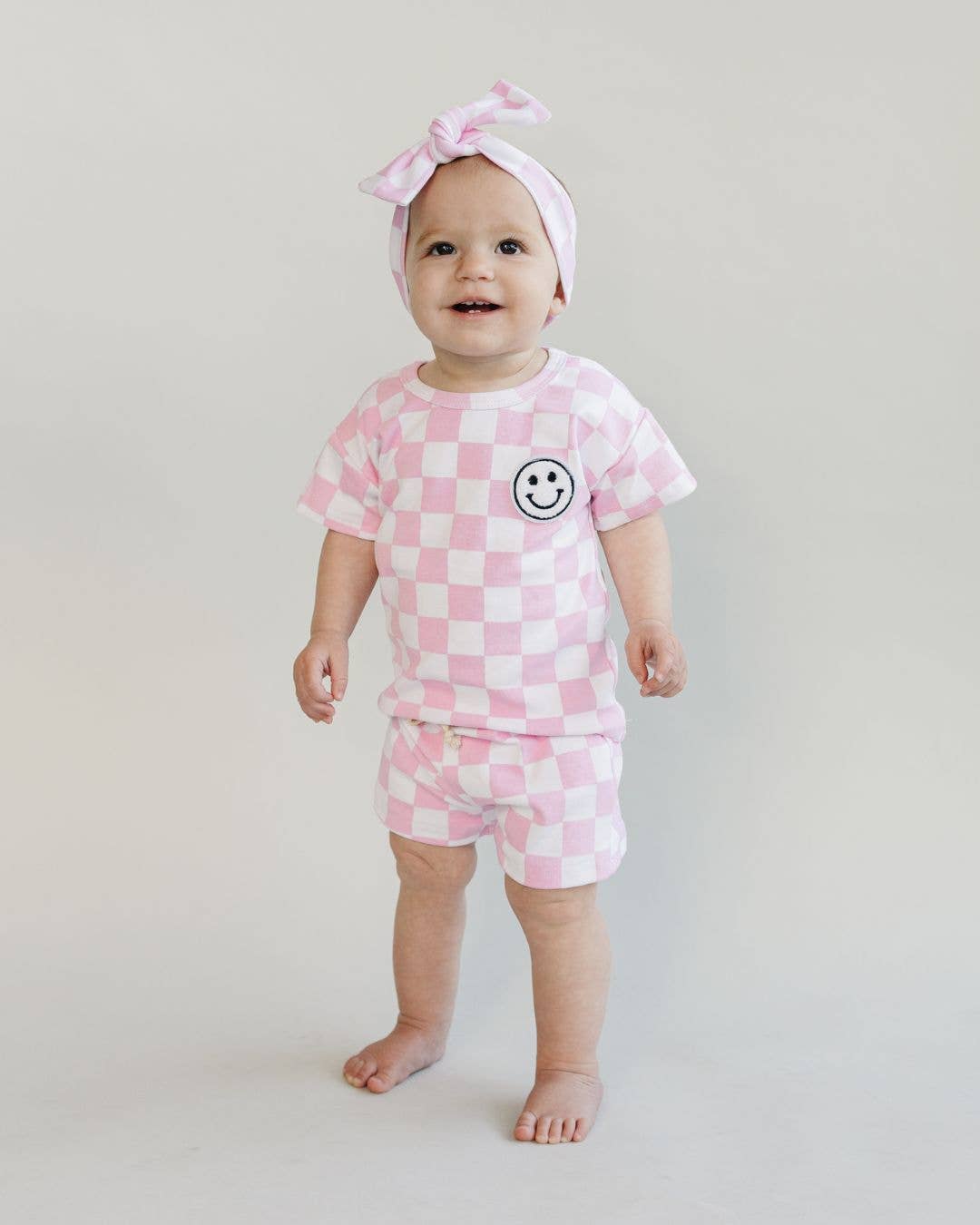 Checkered Shorts Set | Pink