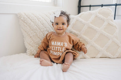 Mama's Little Pumpkin Fall Baby Sweatshirt Romper Bubble: Burnt Orange