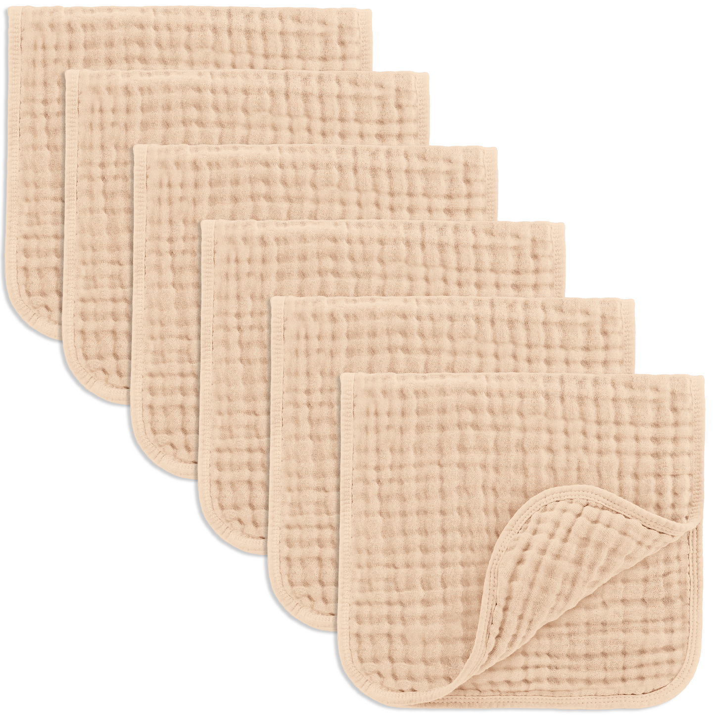 Cream Baby Burp Cloths - 100% Muslin Cotton by Comfy Cubs / 6-Pack 20”X10”