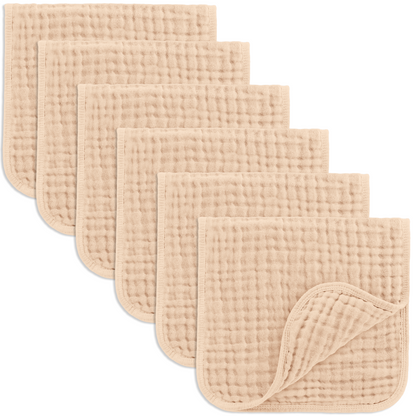 Cream Baby Burp Cloths - 100% Muslin Cotton by Comfy Cubs / 6-Pack 20”X10”