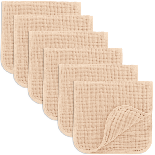Cream Baby Burp Cloths - 100% Muslin Cotton by Comfy Cubs / 6-Pack 20”X10”