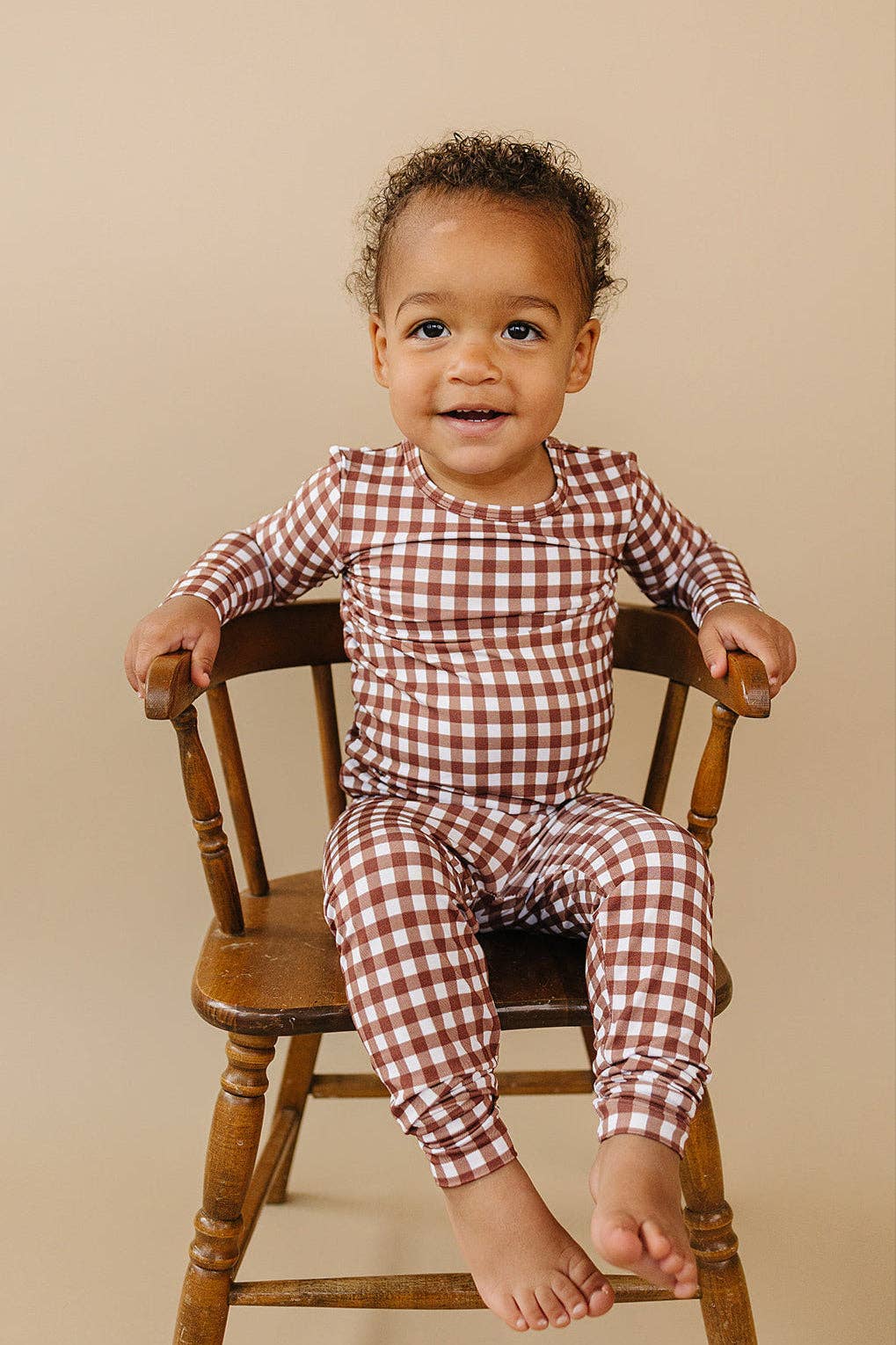 Chocolate Gingham Bamboo Two Piece Set