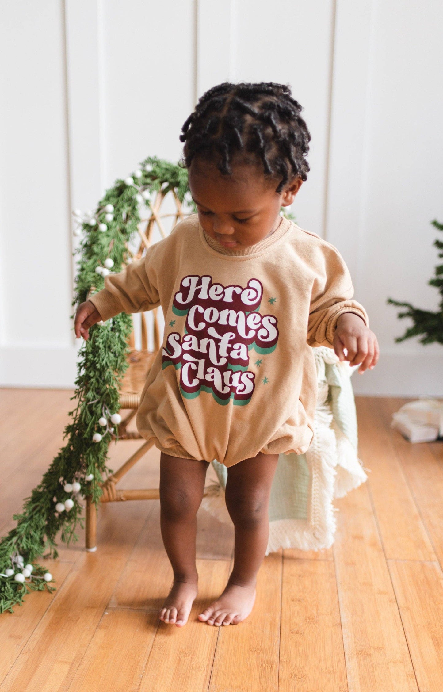 Here Comes Santa Claus Oversized Sweatshirt Romper Bubble