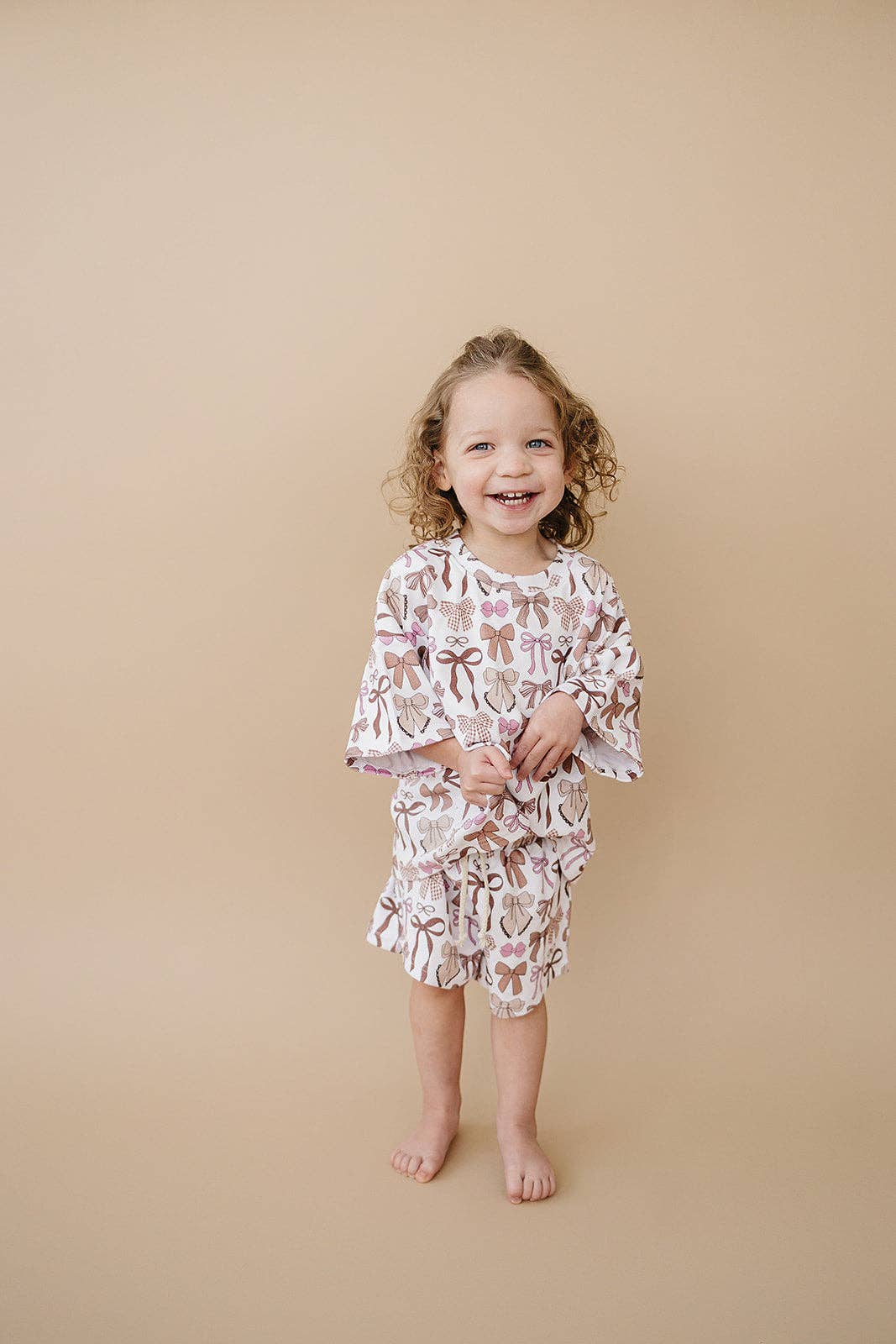 Mocha Bows Shorts Set