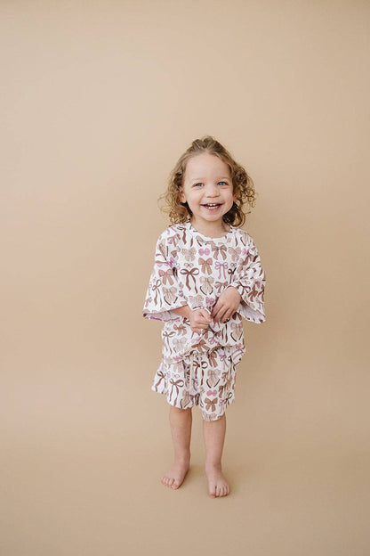 Mocha Bows Shorts Set