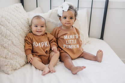 Mama's Little Pumpkin Fall Baby Sweatshirt Romper Bubble: Burnt Orange