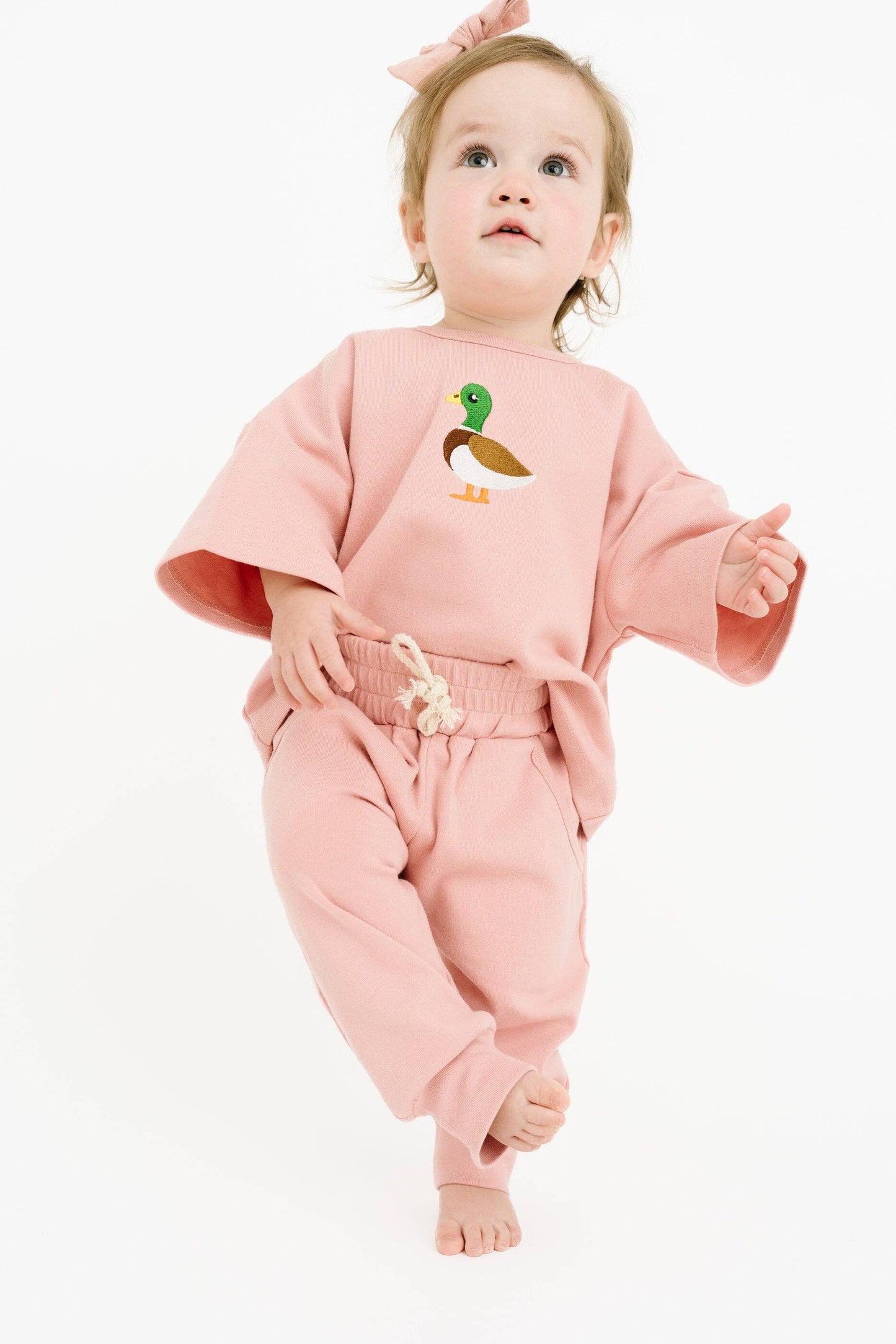 Pink Duck Embroidered Slouchy Set