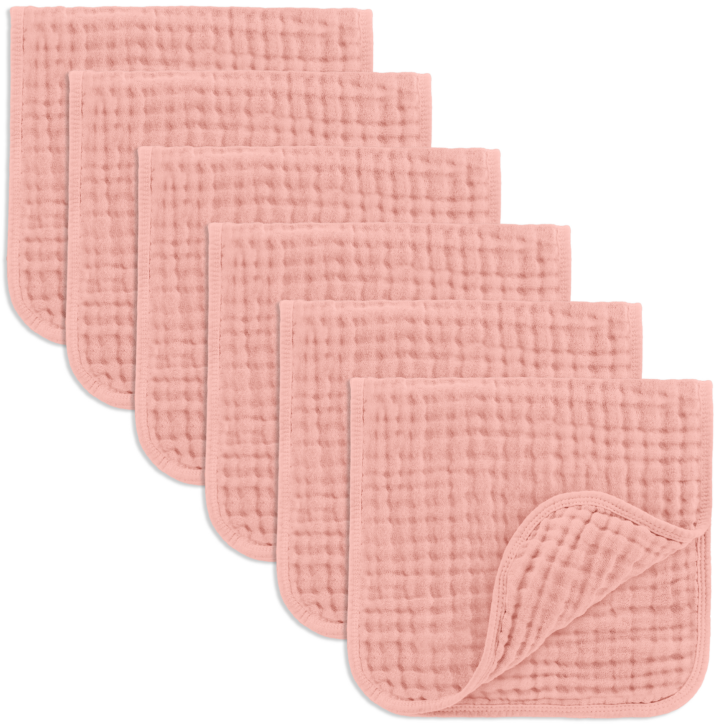 Bold Blush Baby Burp Cloths - 100% Muslin Cotton by Comfy Cubs / 6-Pack 20”X10”