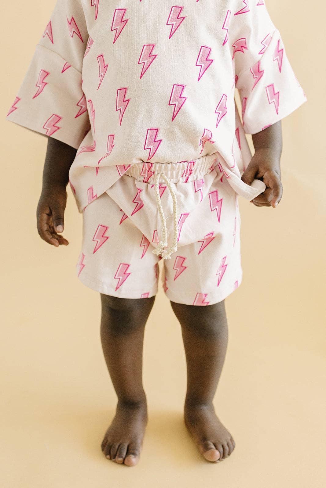 Pink Bolts Shorts Set