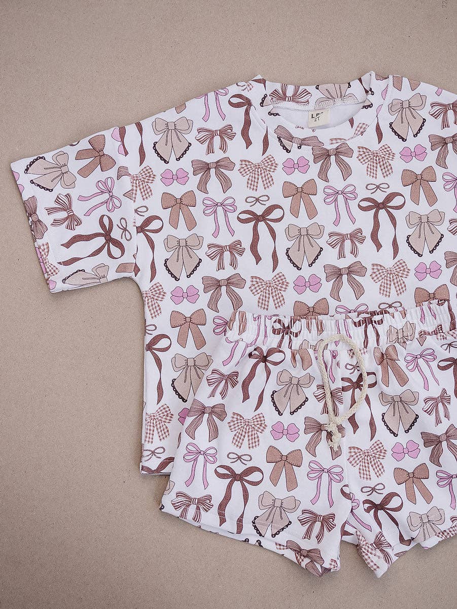 Mocha Bows Shorts Set