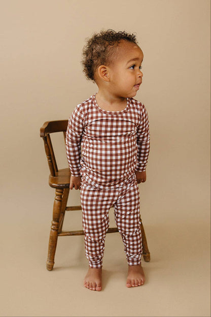 Chocolate Gingham Bamboo Two Piece Set