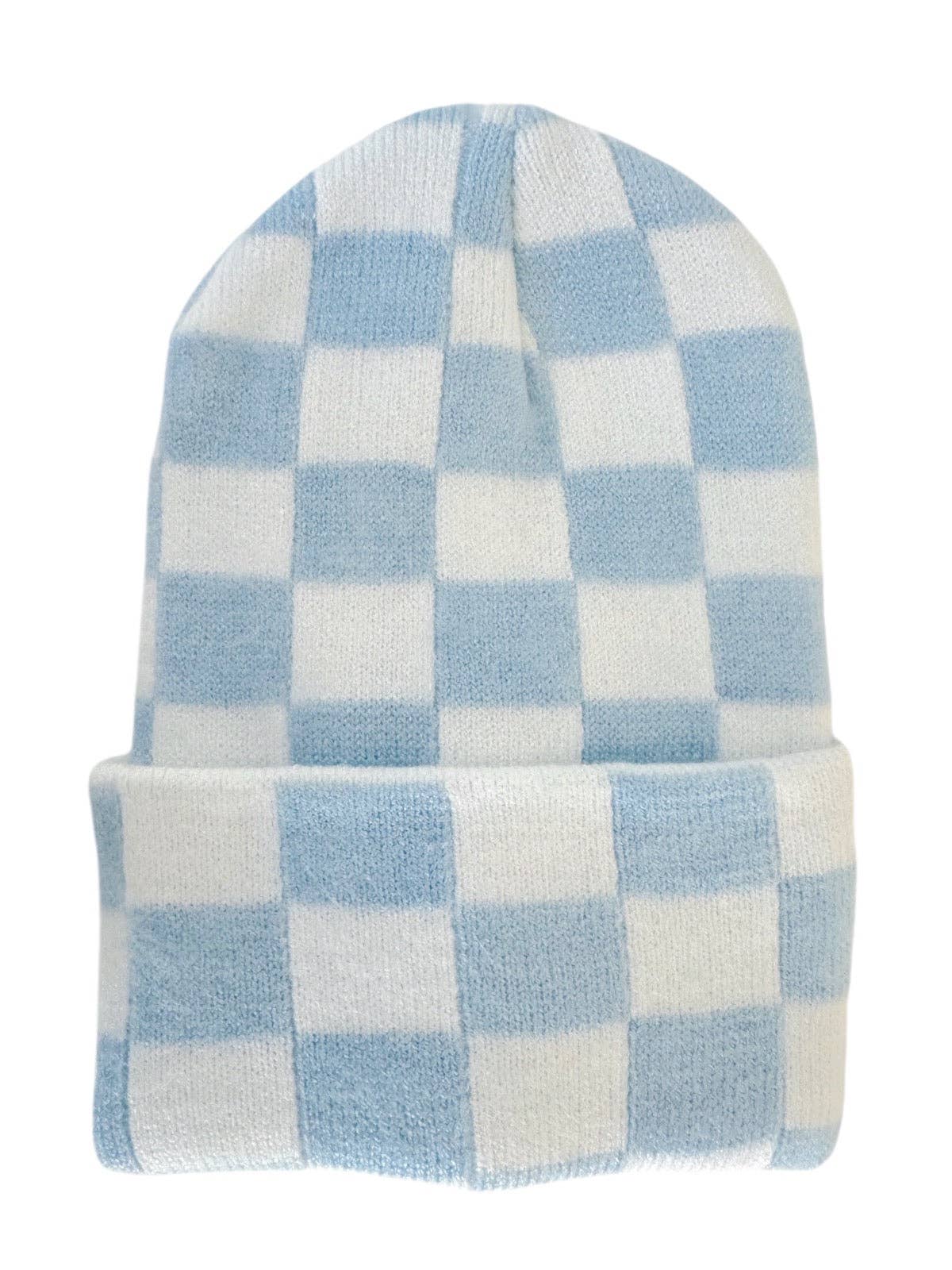Baby's First Hat®, Baby Blue/Warm White Checkerboard