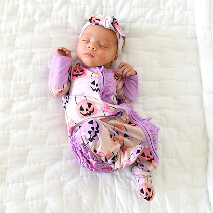 Emmy Ruffle Zippy Bamboo Halloween Pumpkins