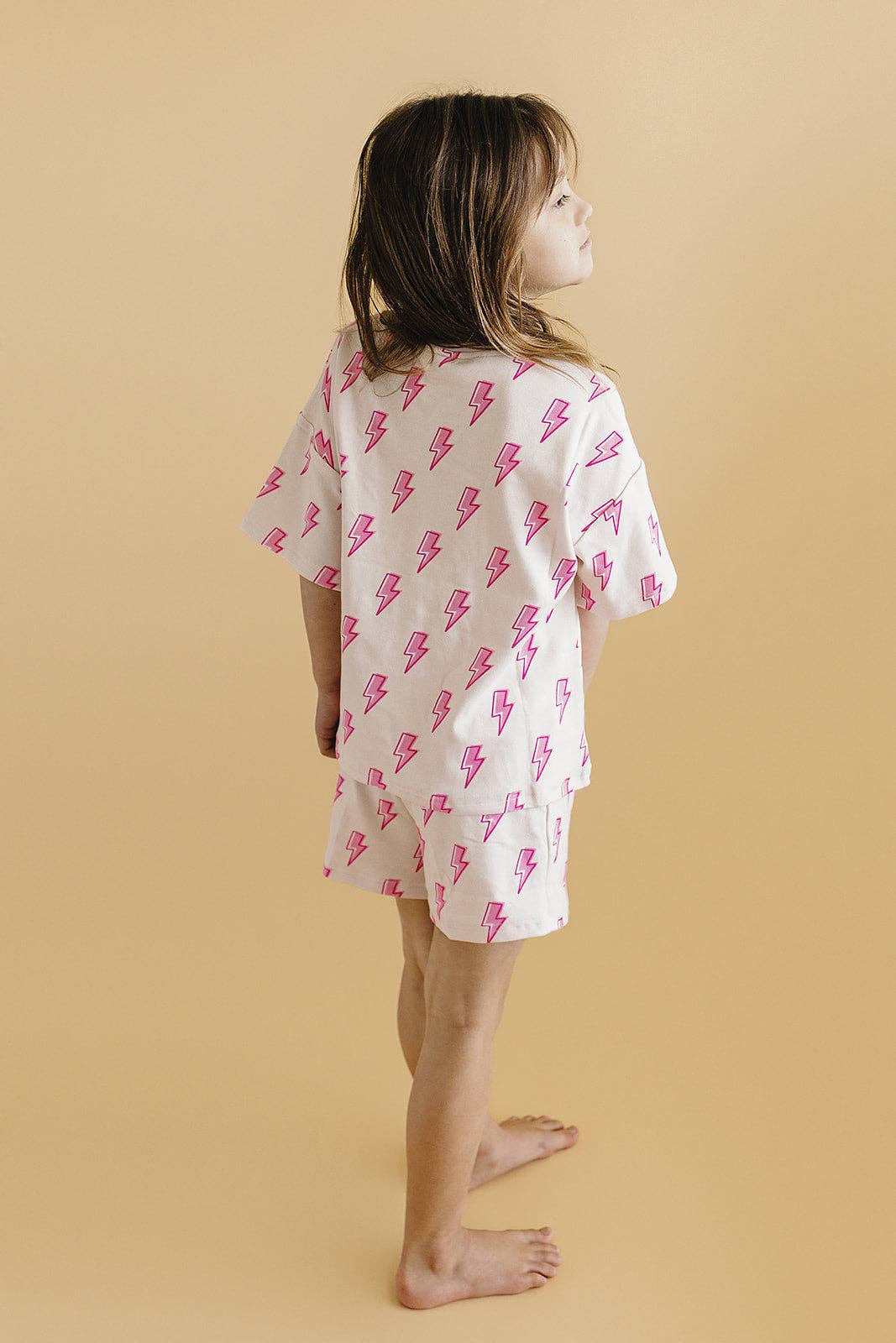 Pink Bolts Shorts Set
