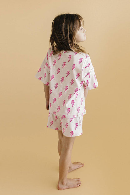 Pink Bolts Shorts Set