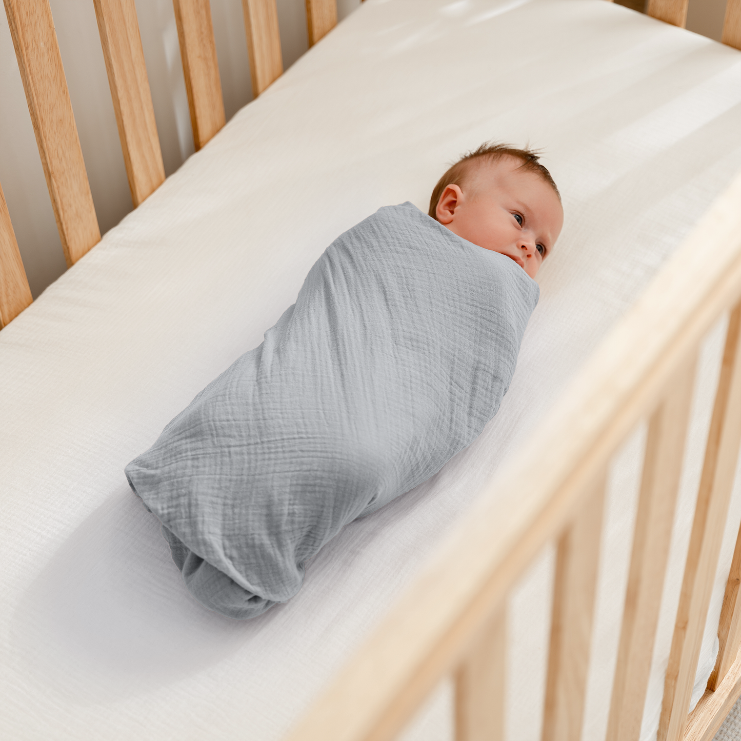 Muslin Swaddle Blankets Pack of 3 by Comfy Cubs: Neptune - Pacific Blue - Fern