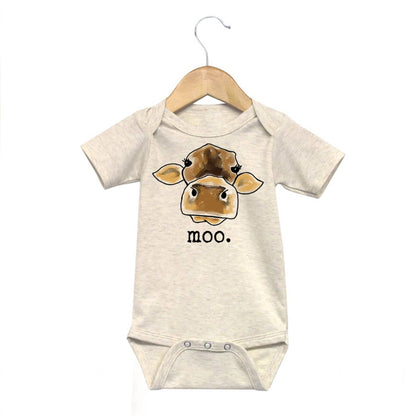 "MOO" Cow Country Western Farm Baby Summer Clothing