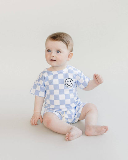 Checkered Shorts Set | Blue