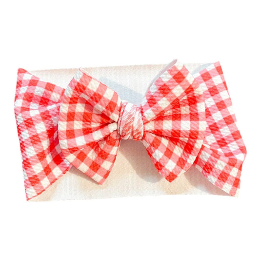 Red Gingham Baby Bow