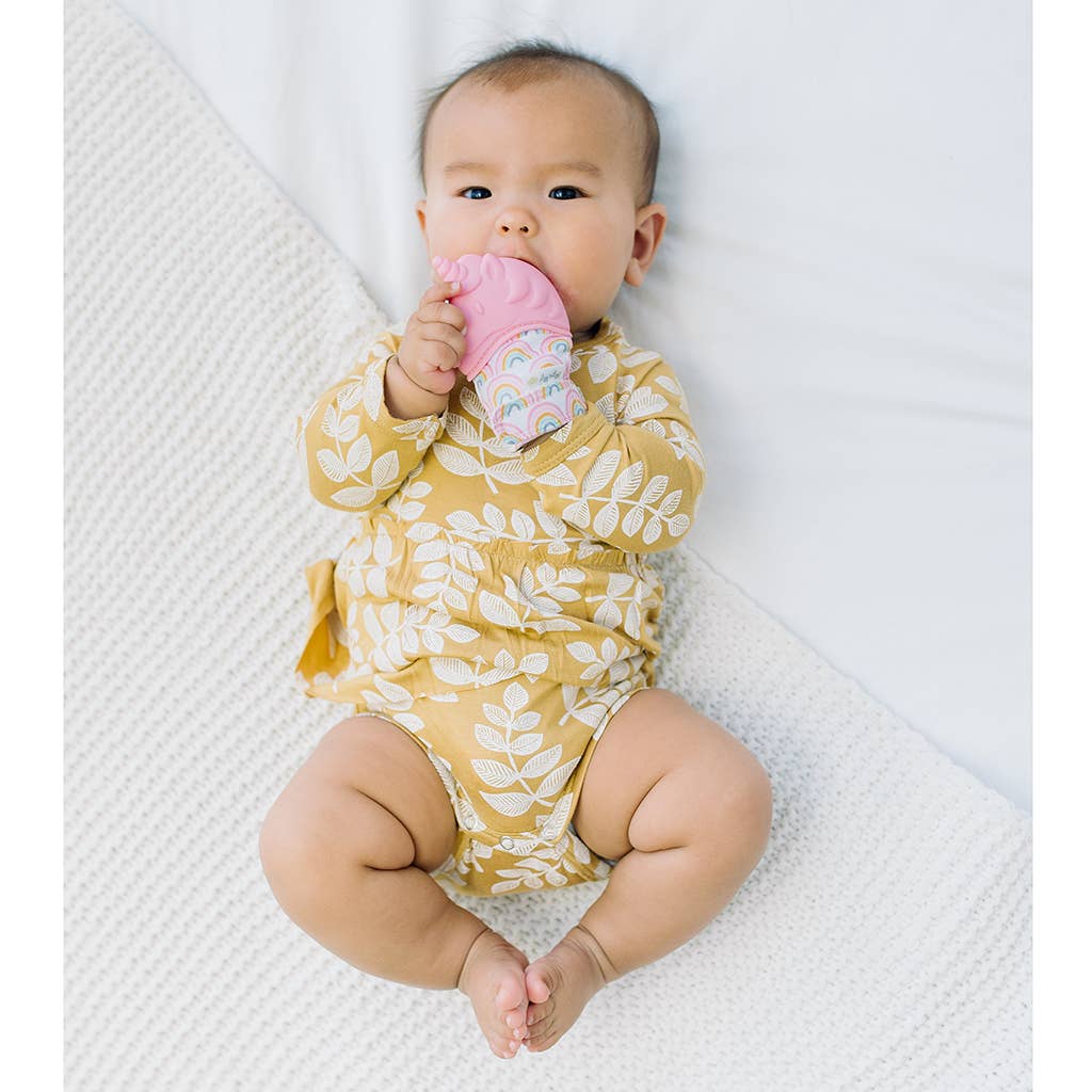 Itzy Mitt™ Silicone Teething Mitts: Light Pink Unicorn