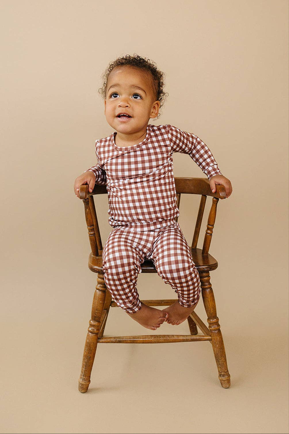 Chocolate Gingham Bamboo Two Piece Set