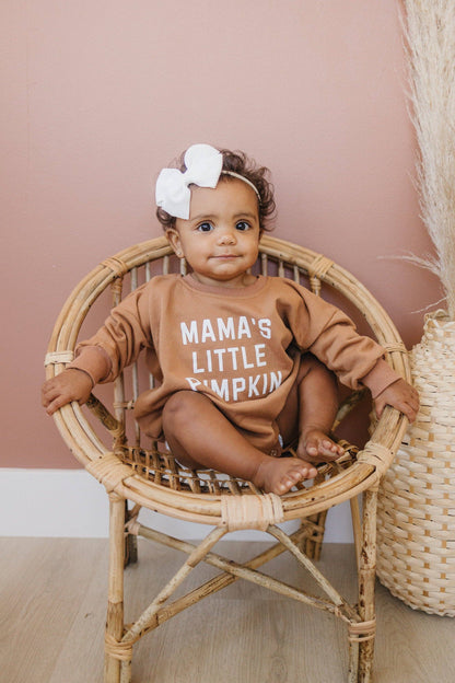 Mama's Little Pumpkin Fall Baby Sweatshirt Romper Bubble: Burnt Orange