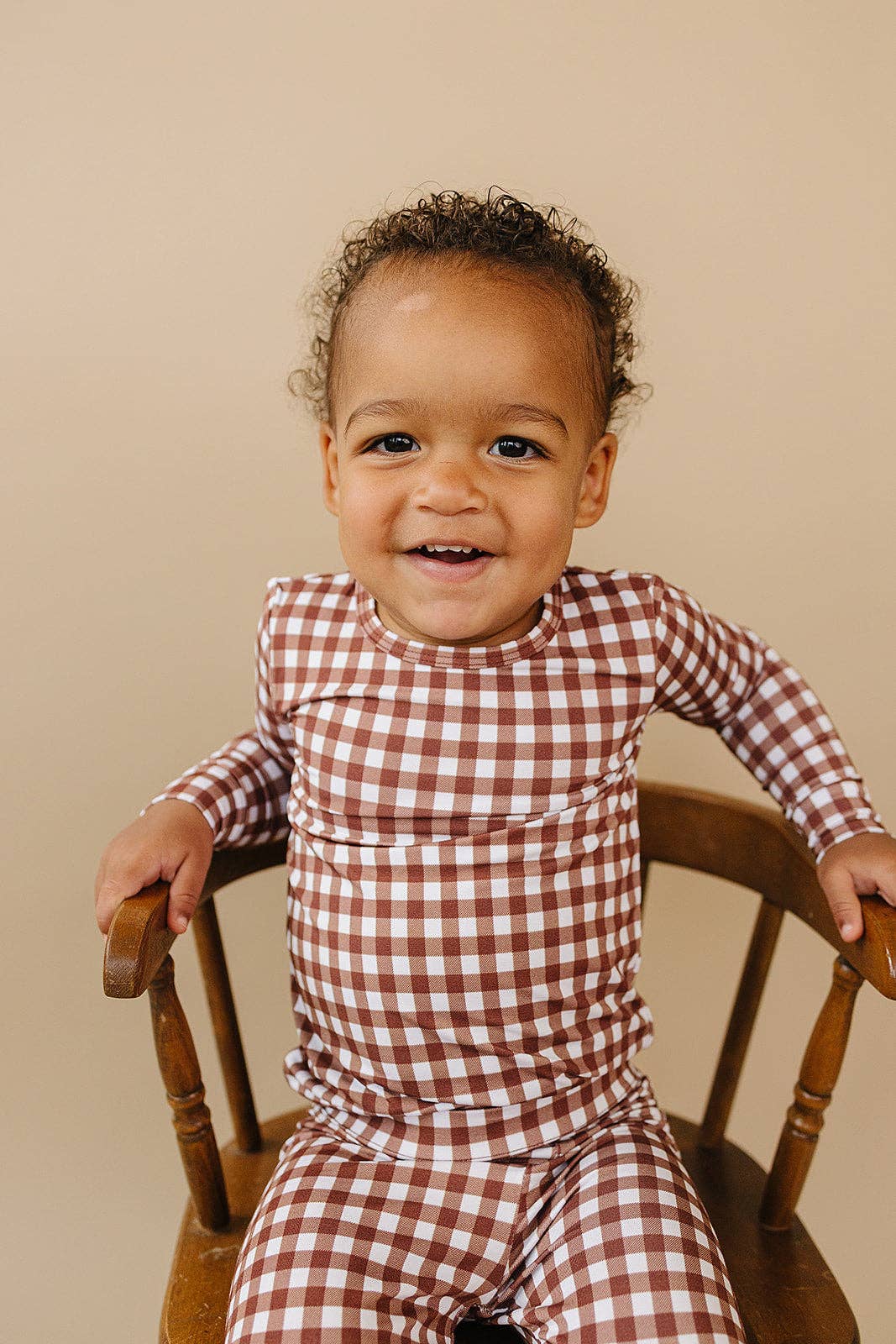 Chocolate Gingham Bamboo Two Piece Set