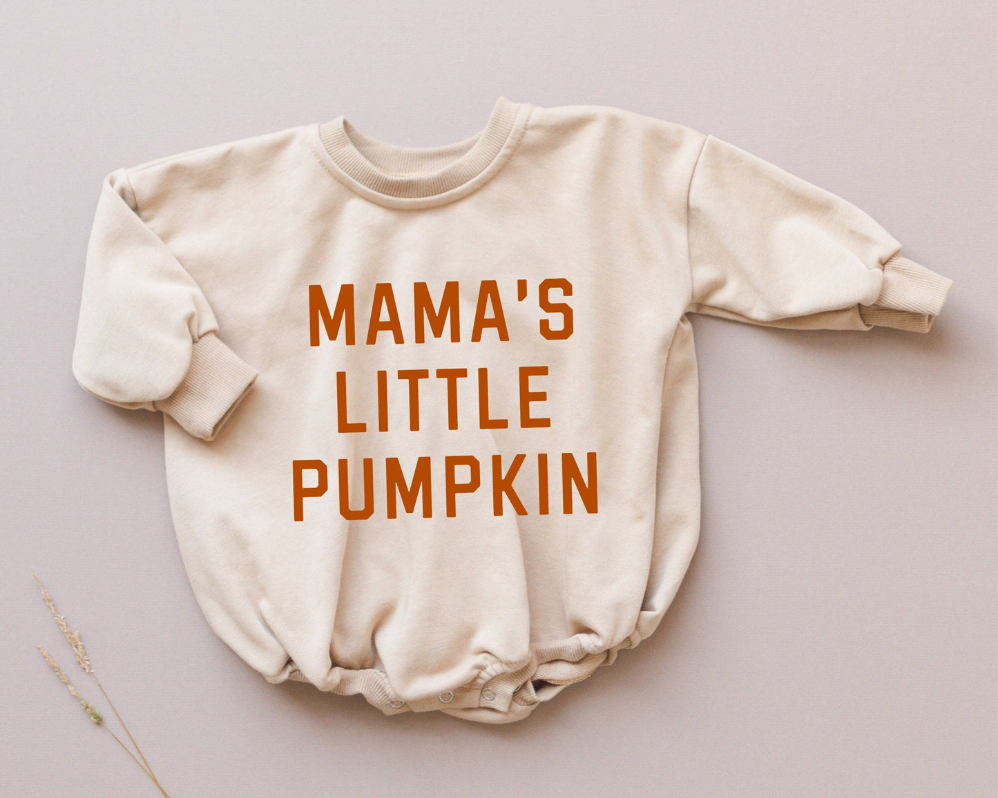 Mama's Little Pumpkin Fall Baby Sweatshirt Romper Bubble: Burnt Orange