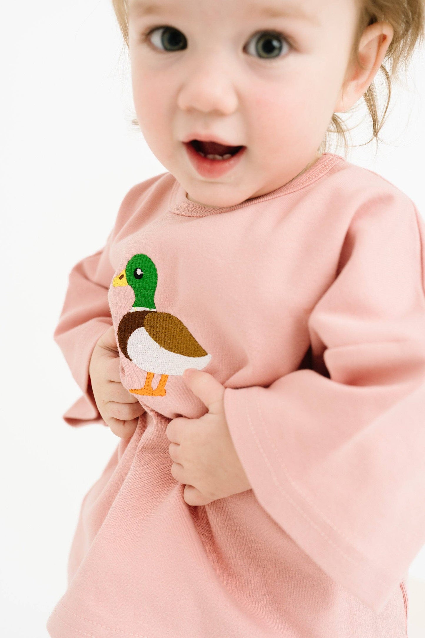 Pink Duck Embroidered Slouchy Set