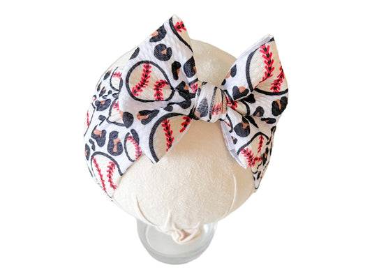 Cheetah Baseball Headwrap Bow