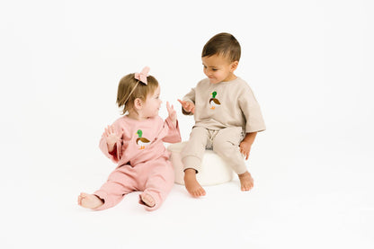 Beige Duck Embroidered Slouchy Set