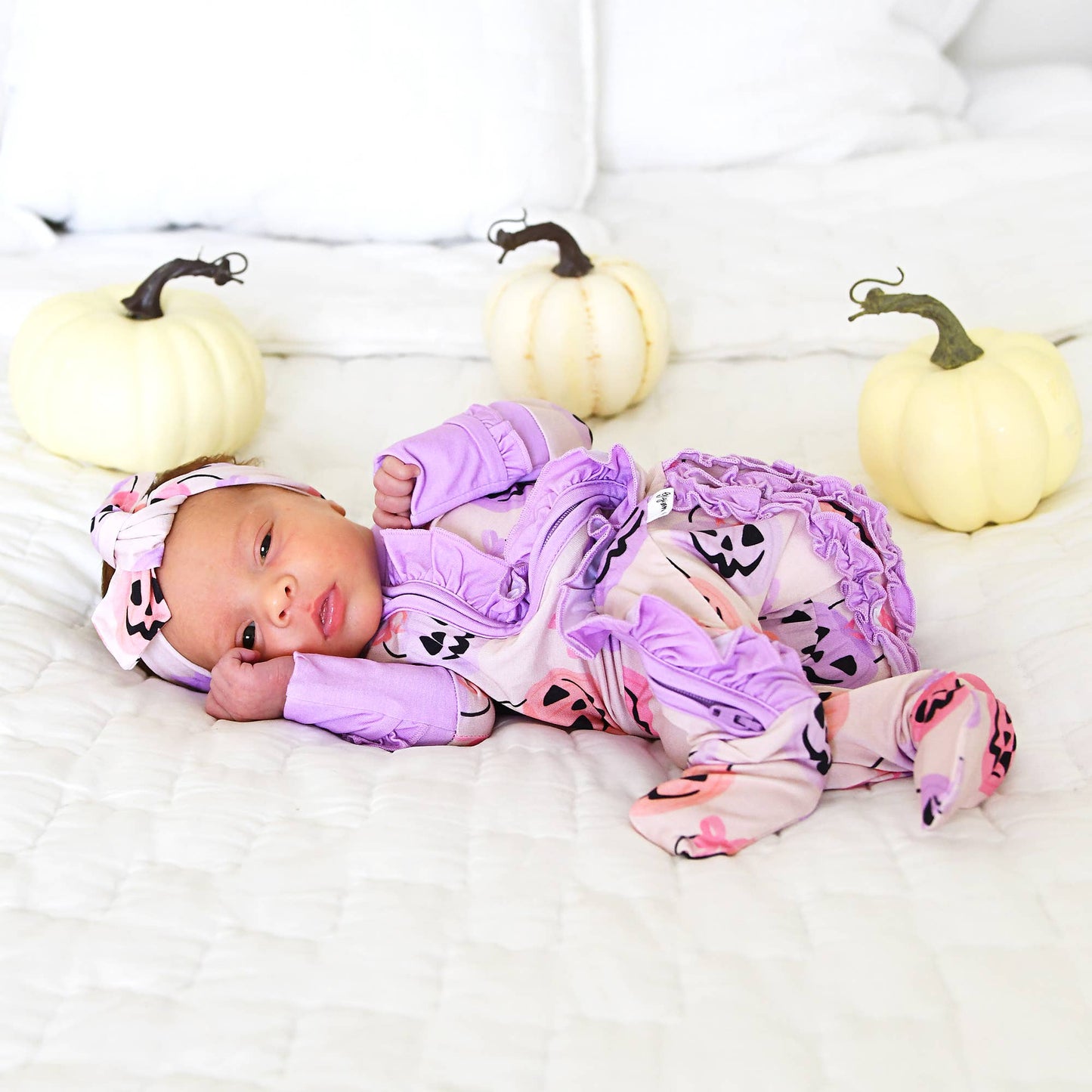 Emmy Ruffle Zippy Bamboo Halloween Pumpkins